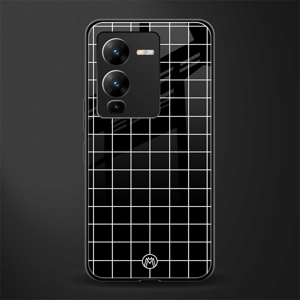 classic grid dark edition back phone cover | glass case for vivo v25 pro 5g