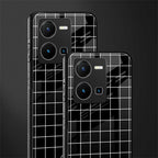 classic grid dark edition back phone cover | glass case for vivo y35 4g