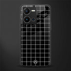 classic grid dark edition back phone cover | glass case for vivo y35 4g