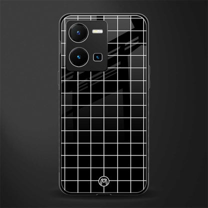 classic grid dark edition back phone cover | glass case for vivo y35 4g