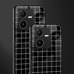 classic grid dark edition back phone cover | glass case for vivo y22