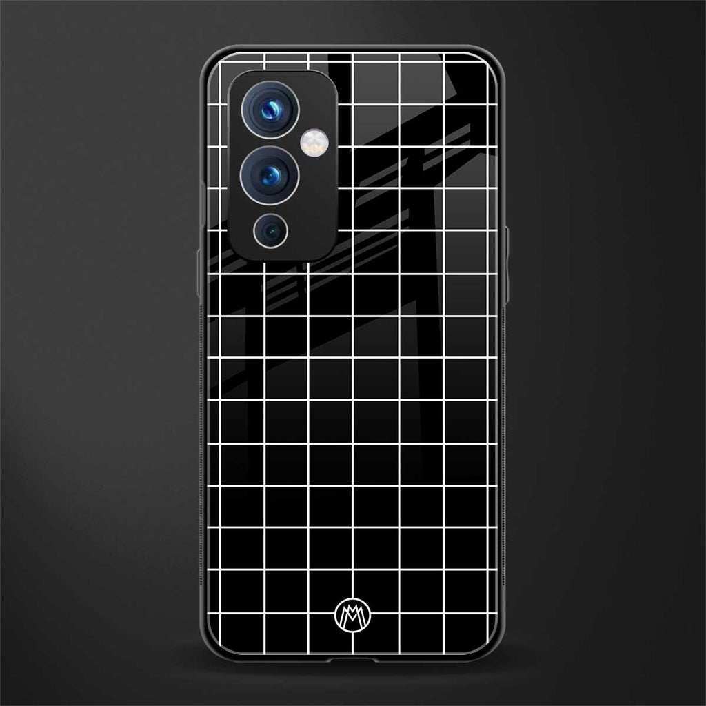 classic grid dark edition back phone cover | glass case for oneplus 9