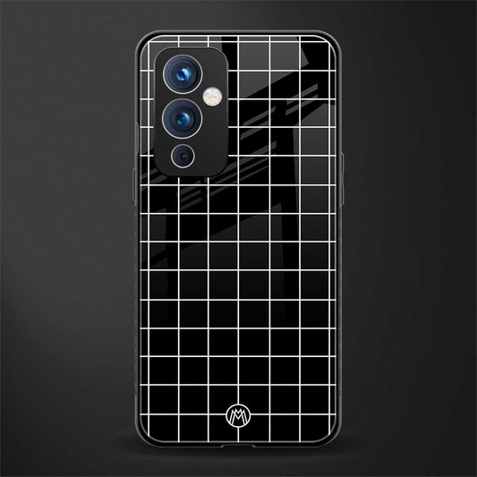 classic grid dark edition back phone cover | glass case for oneplus 9