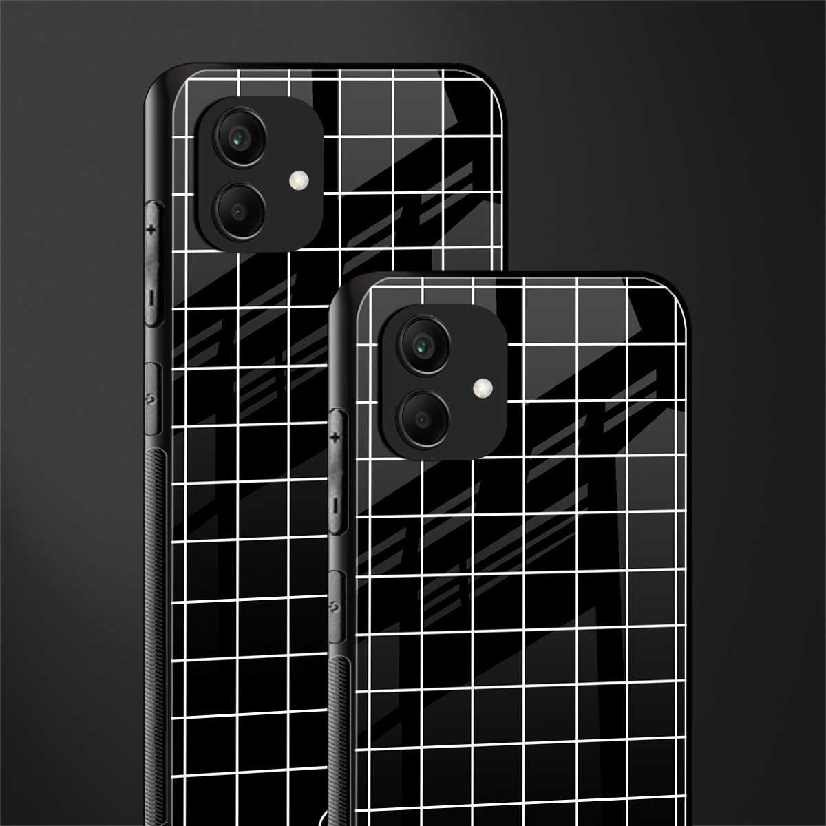 classic grid dark edition back phone cover | glass case for samsung galaxy a04