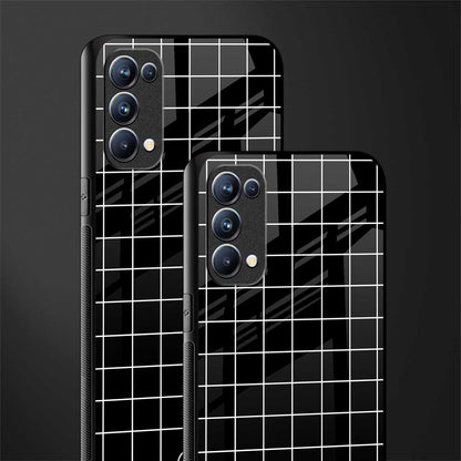 classic grid dark edition back phone cover | glass case for oppo reno 5