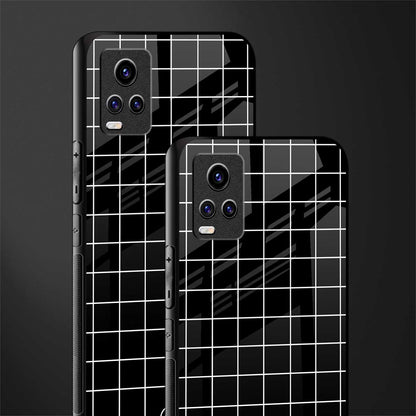 classic grid dark edition back phone cover | glass case for vivo v21e 4g