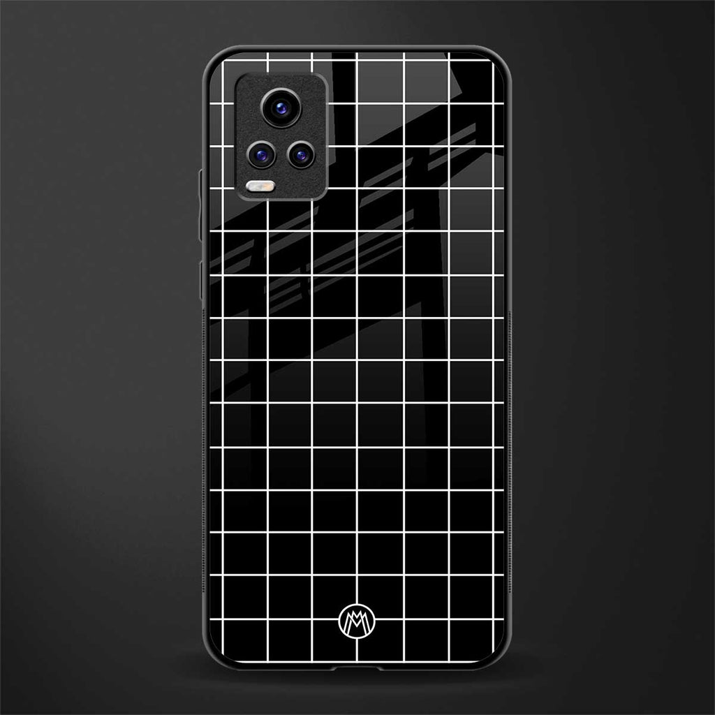 classic grid dark edition back phone cover | glass case for vivo v21e 4g