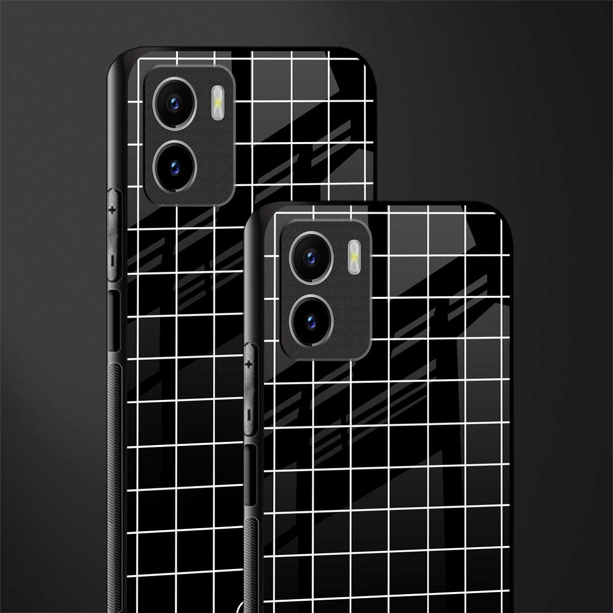 classic grid dark edition back phone cover | glass case for vivo y72