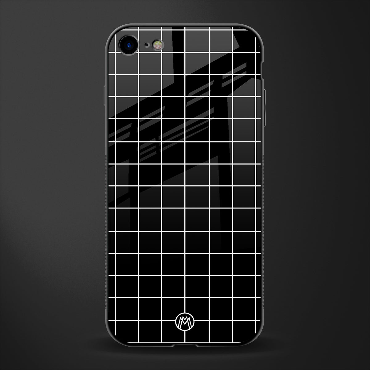 classic grid dark edition glass case for iphone 8 image