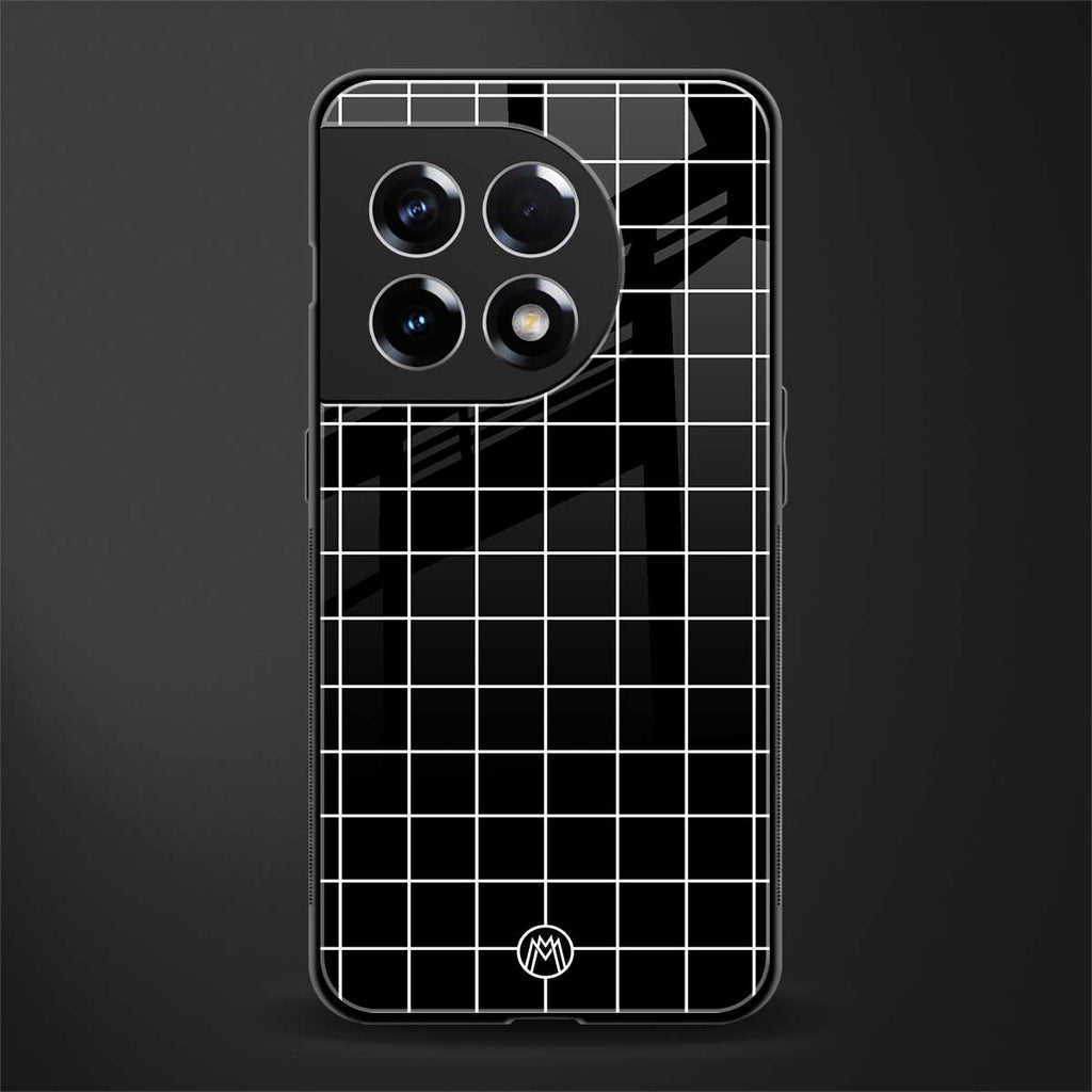 classic grid dark edition back phone cover | glass case for oneplus 11r