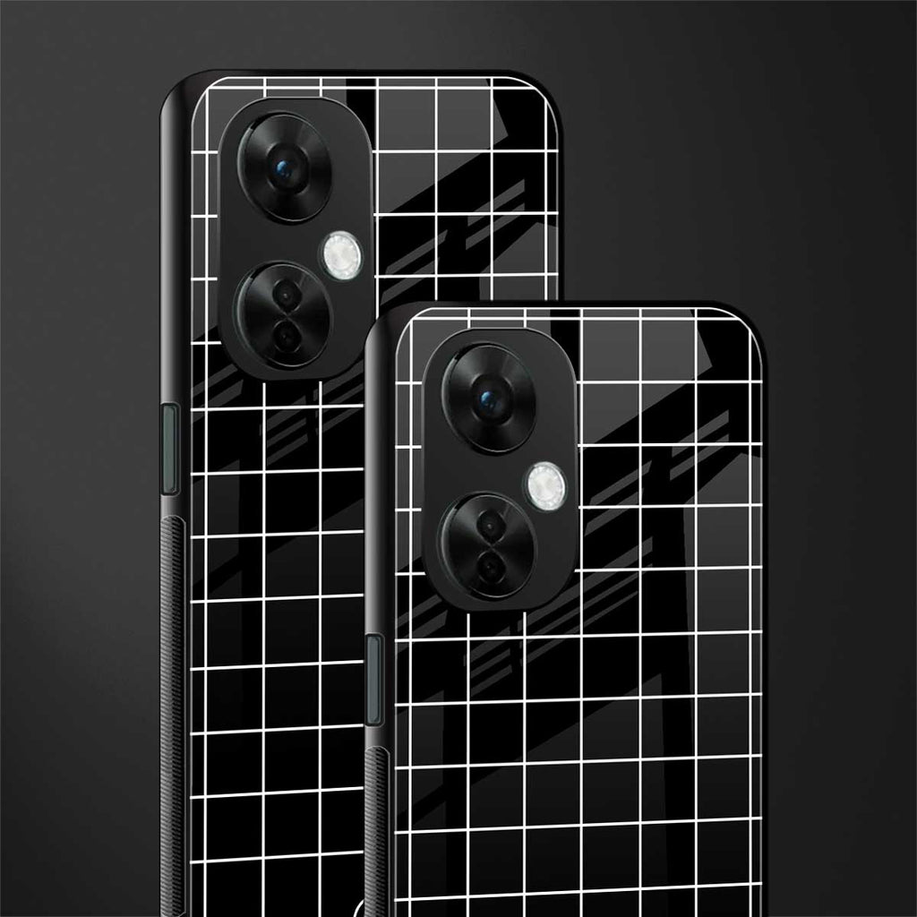 classic grid dark edition back phone cover | glass case for oneplus nord ce 3 lite