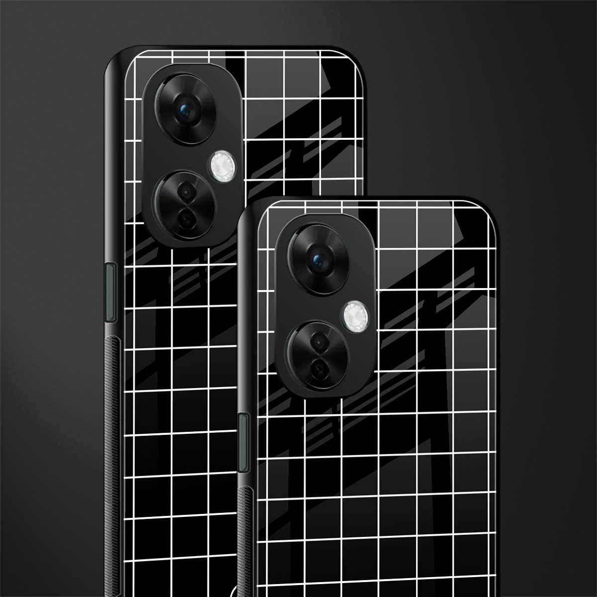 classic grid dark edition back phone cover | glass case for oneplus nord ce 3 lite