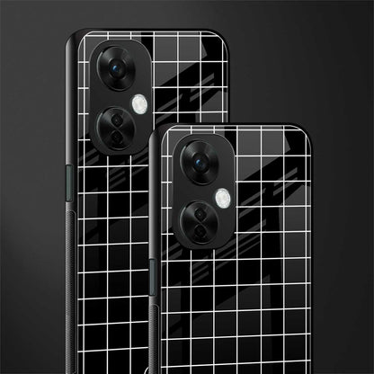 classic grid dark edition back phone cover | glass case for oneplus nord ce 3 lite