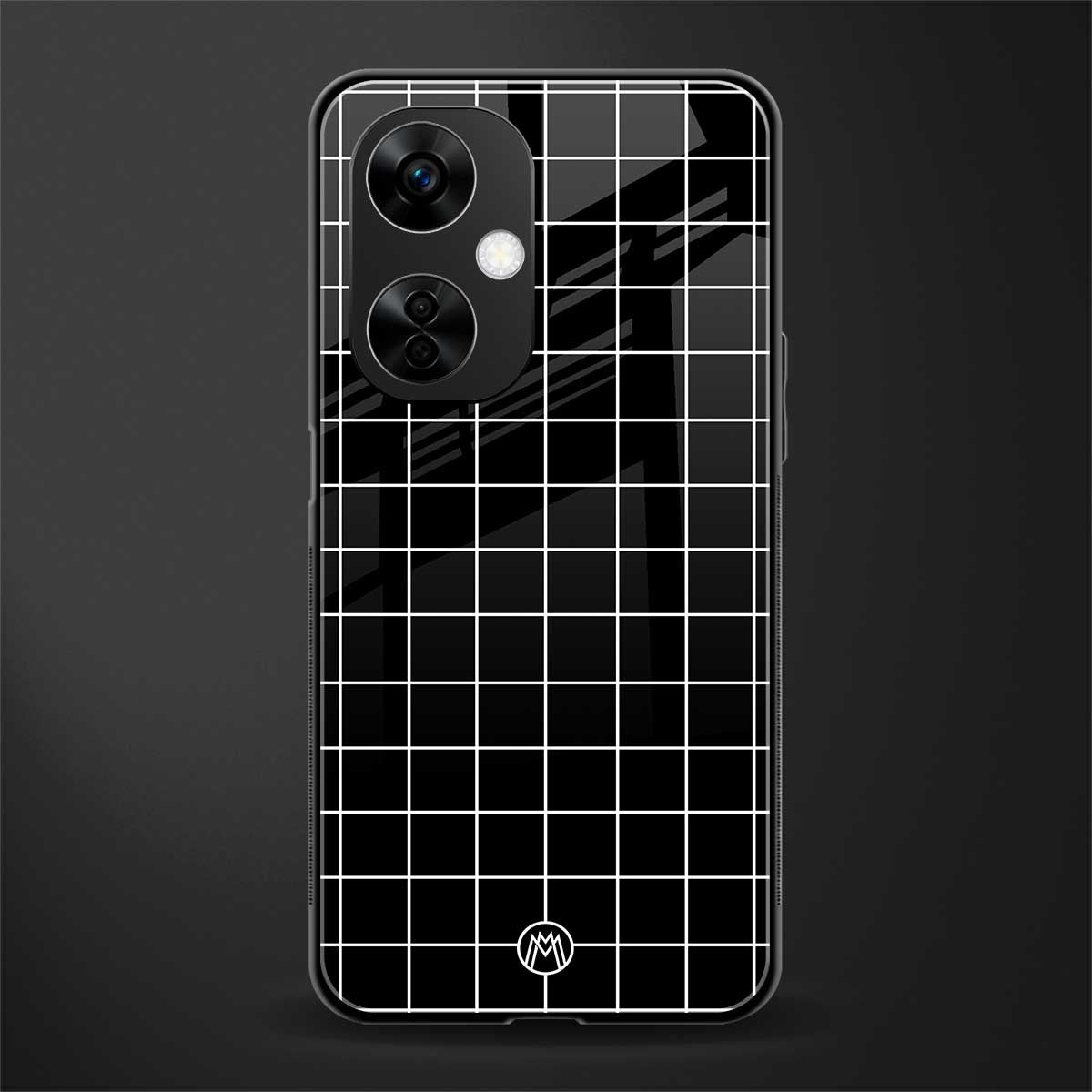 classic grid dark edition back phone cover | glass case for oneplus nord ce 3 lite