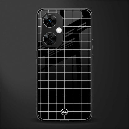 classic grid dark edition back phone cover | glass case for oneplus nord ce 3 lite