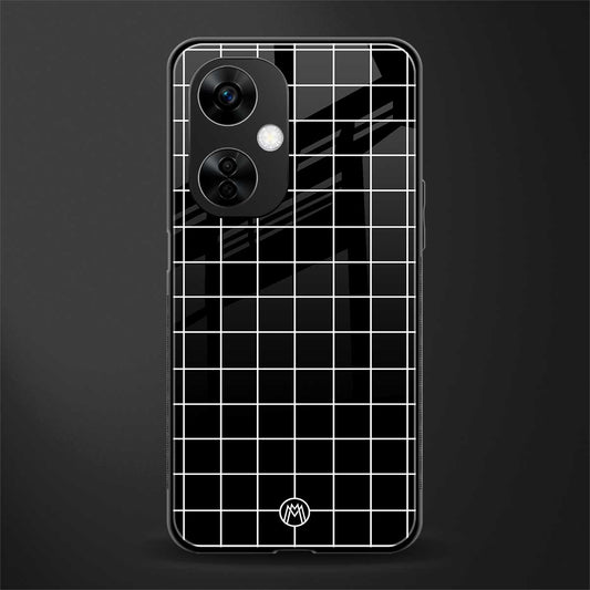 classic grid dark edition back phone cover | glass case for oneplus nord ce 3 lite