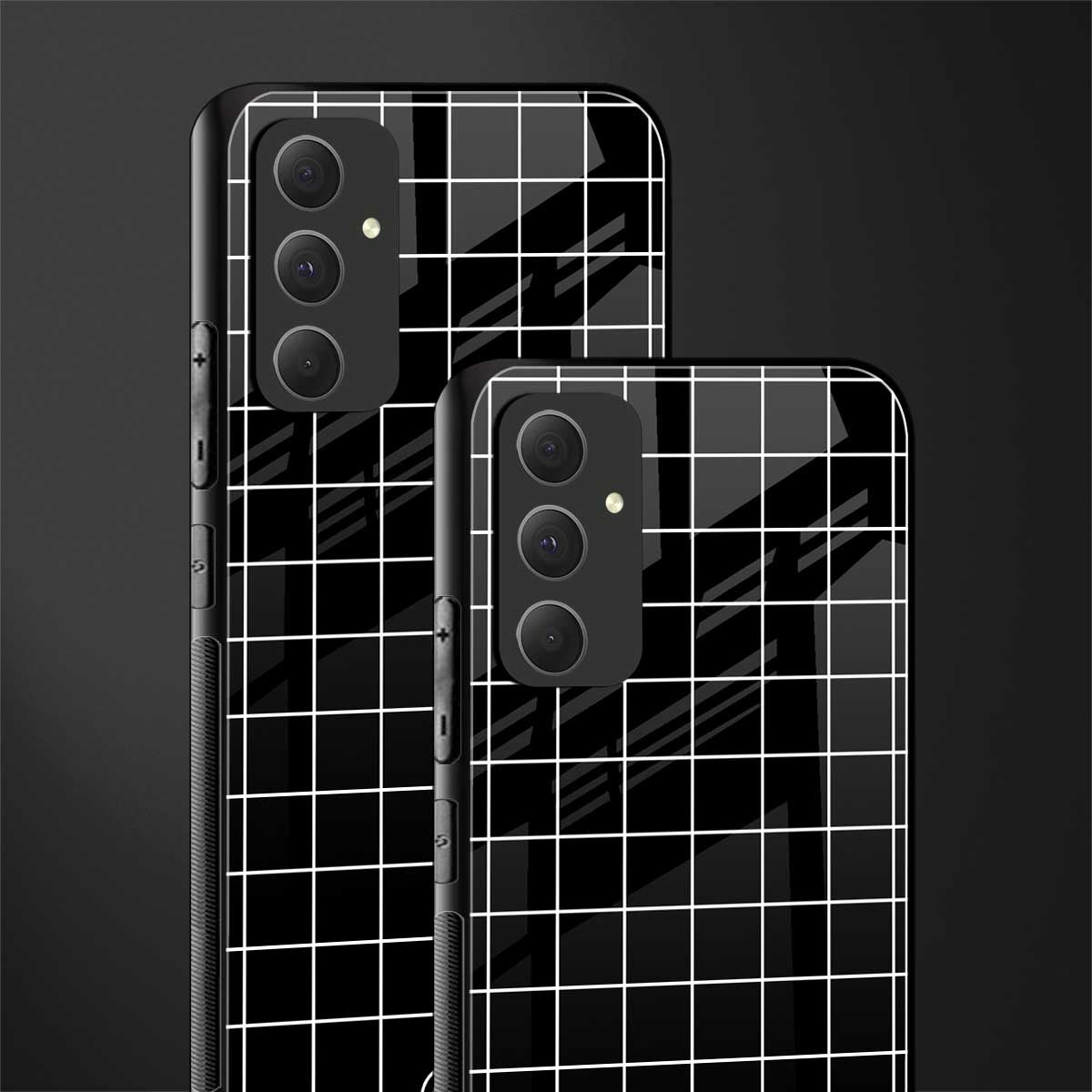 classic grid dark edition back phone cover | glass case for samsung galaxy a54 5g