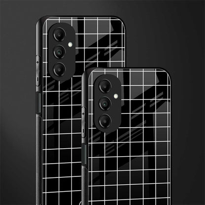 classic grid dark edition back phone cover | glass case for samsung galaxy a14 5g