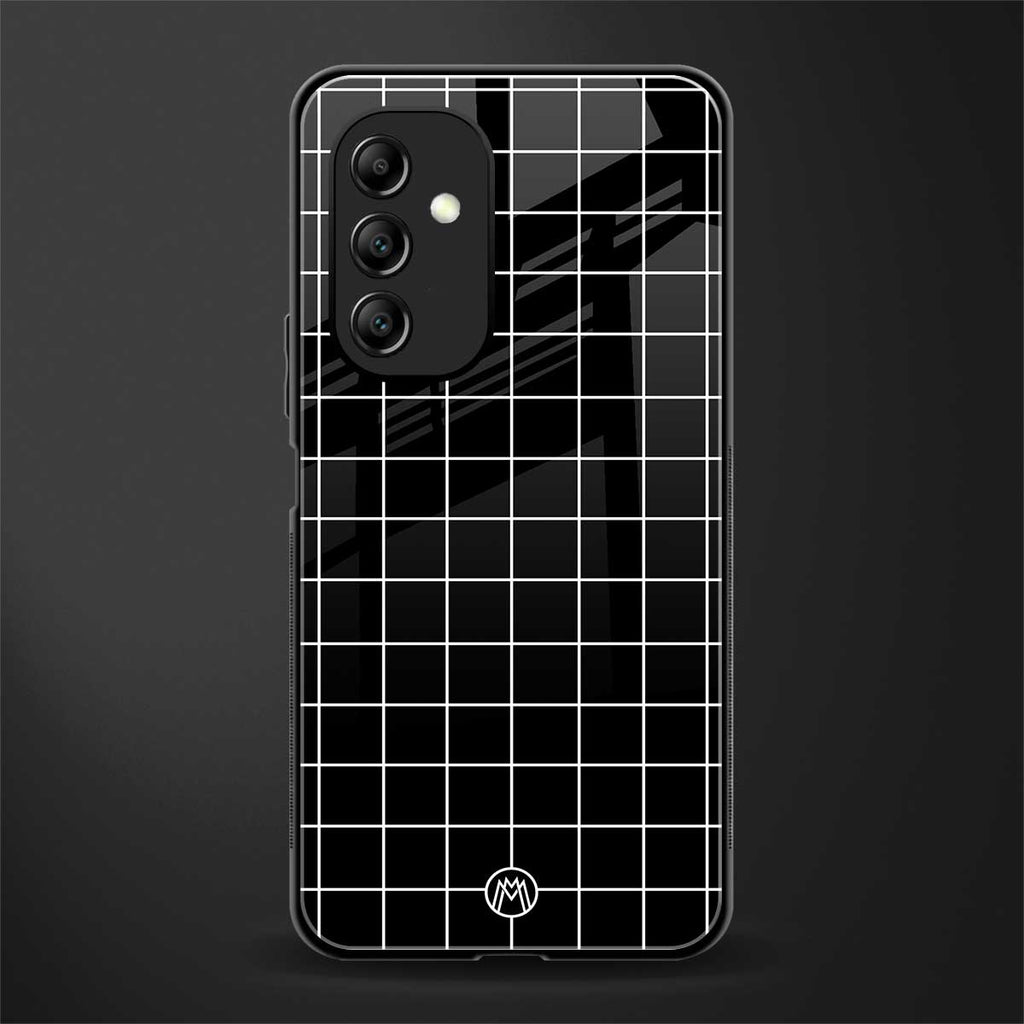 classic grid dark edition back phone cover | glass case for samsung galaxy a14 5g