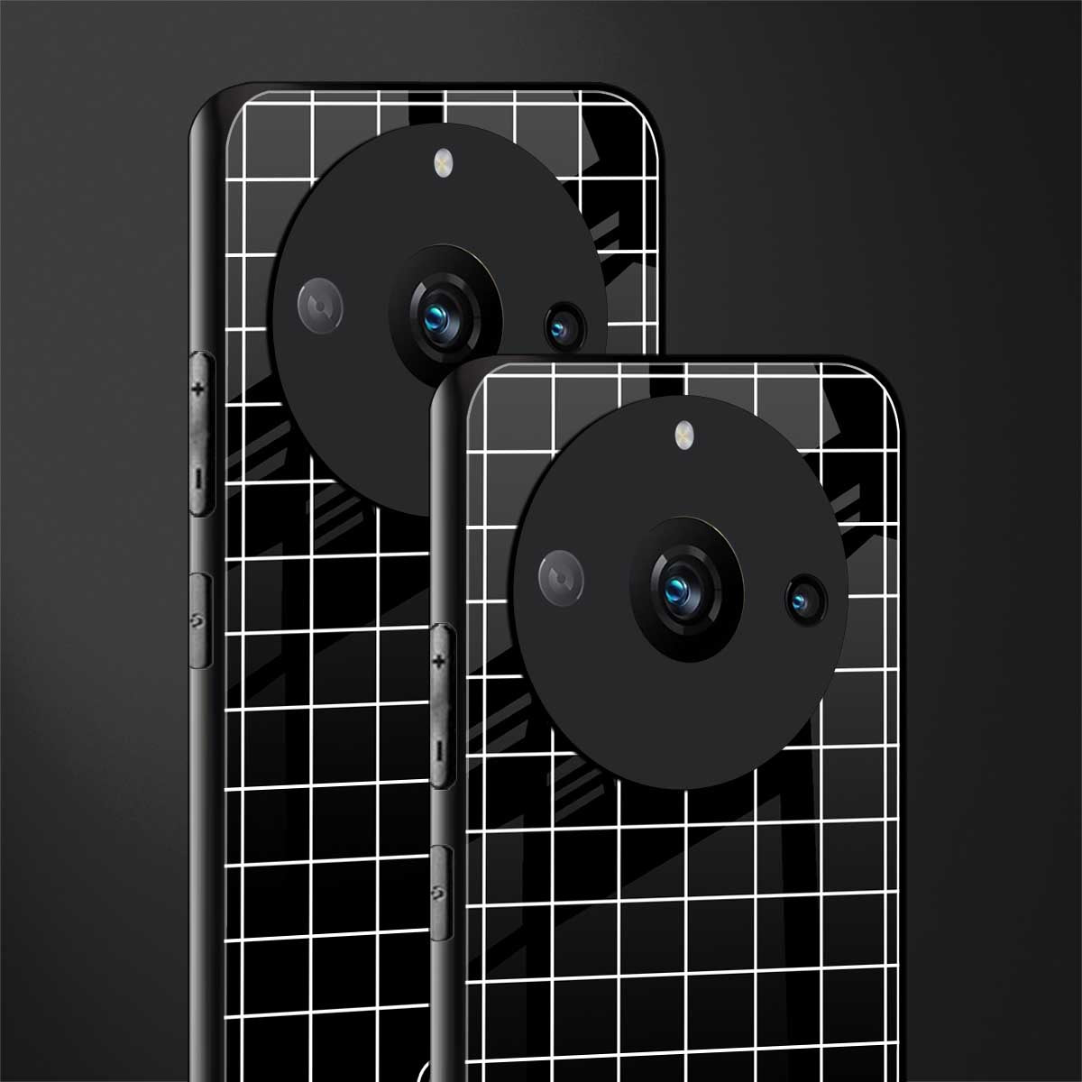 classic grid dark edition back phone cover | glass case for realme 11 pro 5g