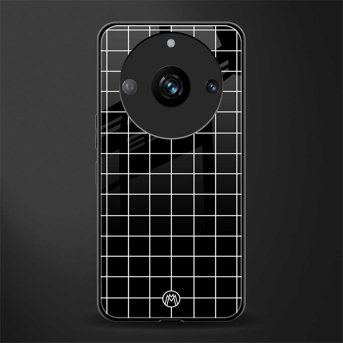 classic grid dark edition back phone cover | glass case for realme 11 pro 5g