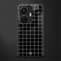 classic grid dark edition back phone cover | glass case for vivo t1 44w 4g