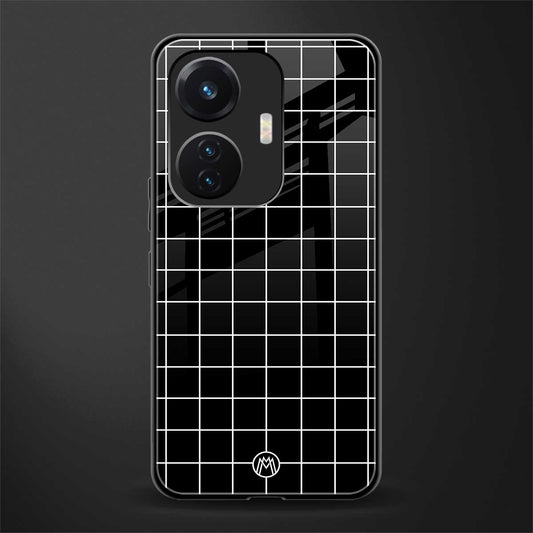 classic grid dark edition back phone cover | glass case for vivo t1 44w 4g