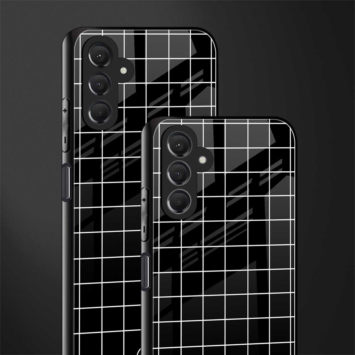 classic grid dark edition back phone cover | glass case for samsun galaxy a24 4g