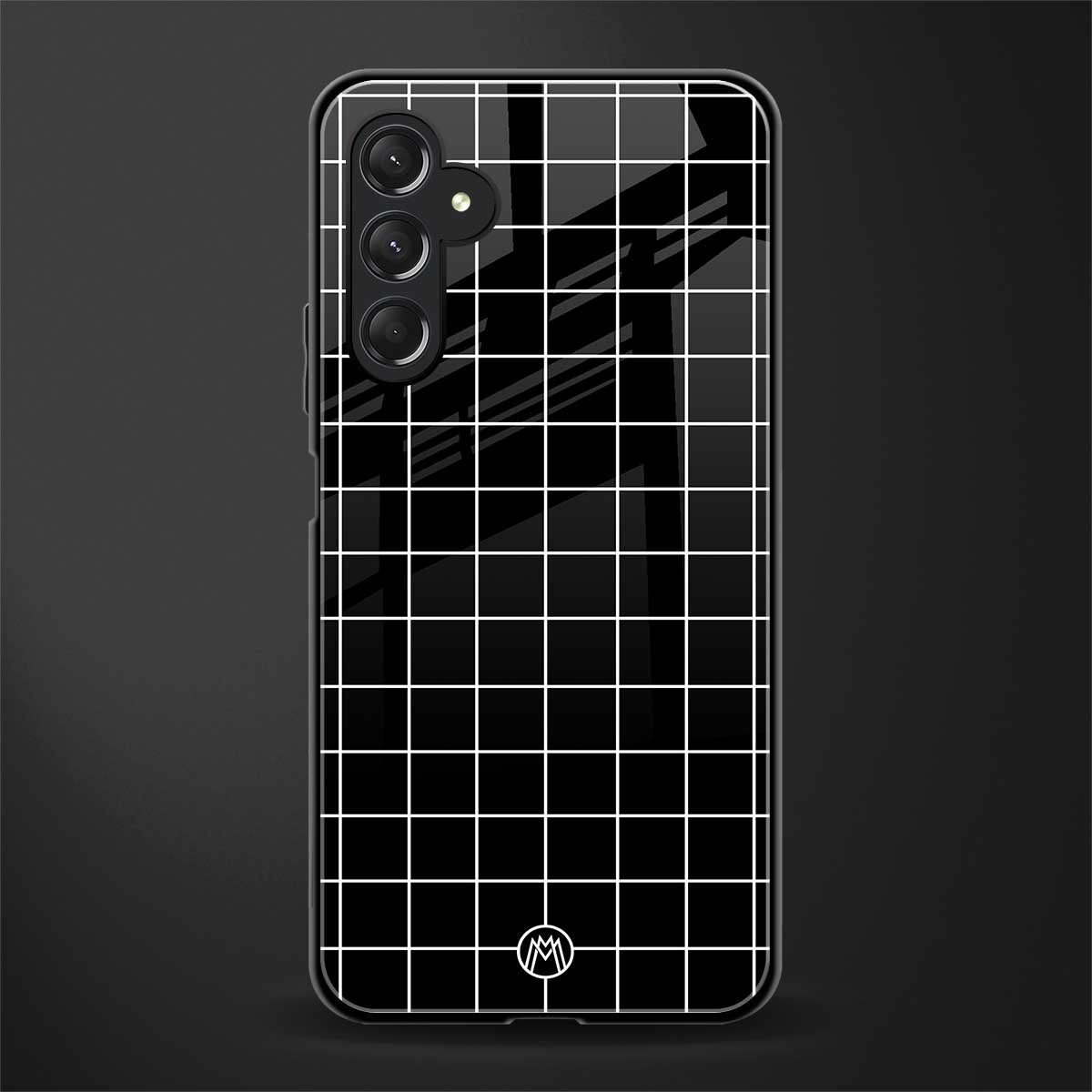 classic grid dark edition back phone cover | glass case for samsun galaxy a24 4g