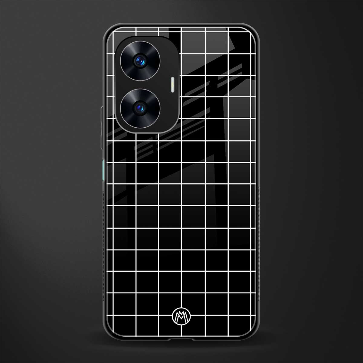 classic grid dark edition back phone cover | glass case for realme c55