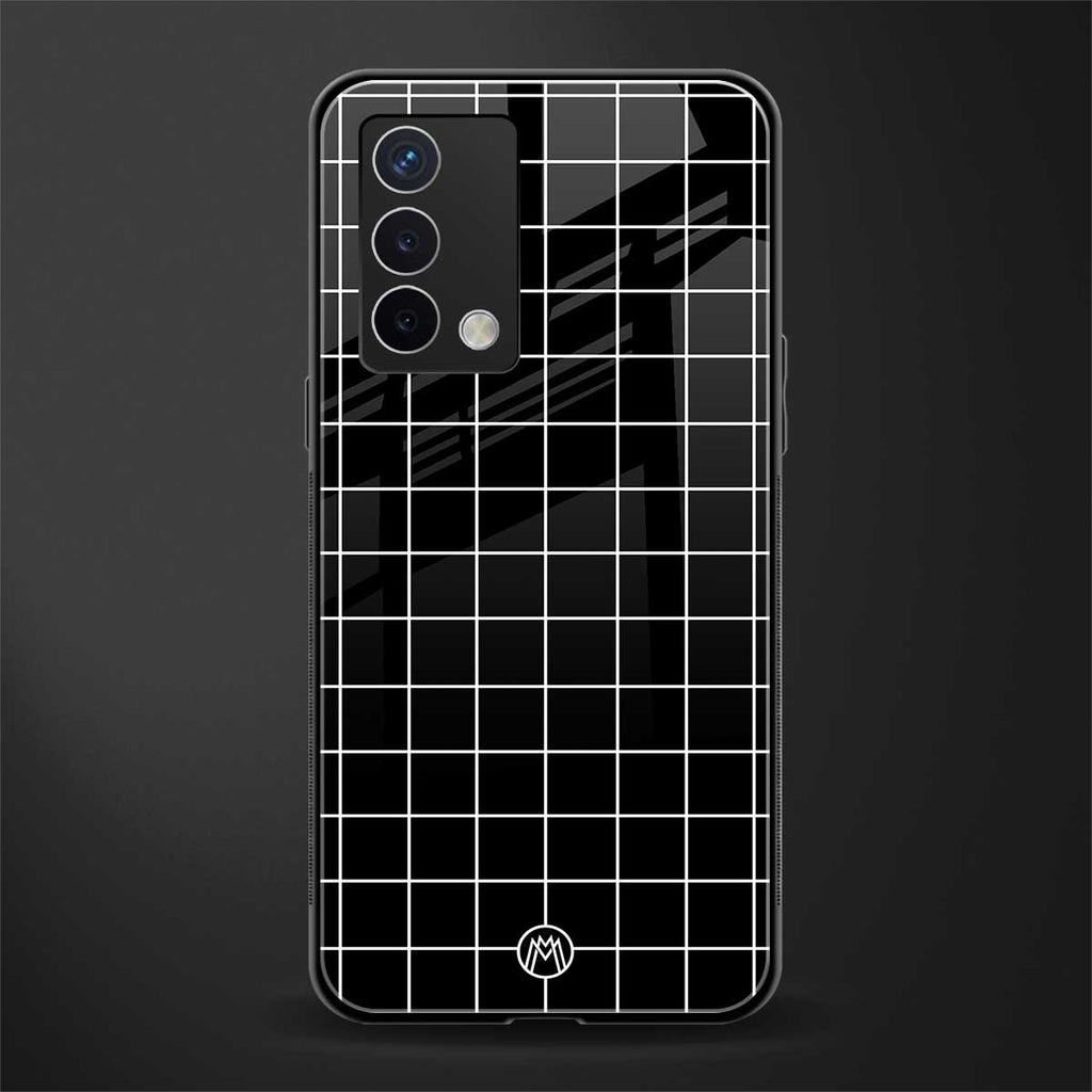 classic grid dark edition back phone cover | glass case for oppo a74 4g