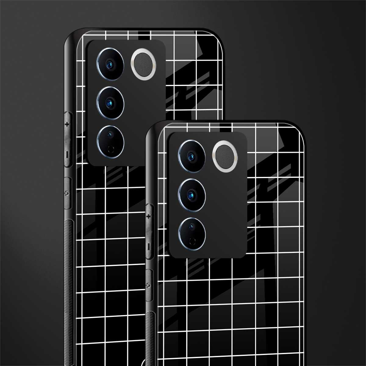 classic grid dark edition back phone cover | glass case for vivo v27 pro 5g