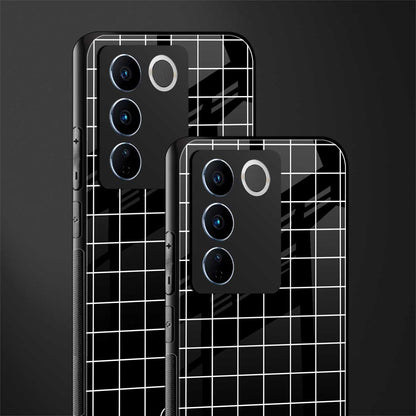 classic grid dark edition back phone cover | glass case for vivo v27 pro 5g