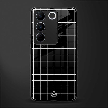 classic grid dark edition back phone cover | glass case for vivo v27 pro 5g