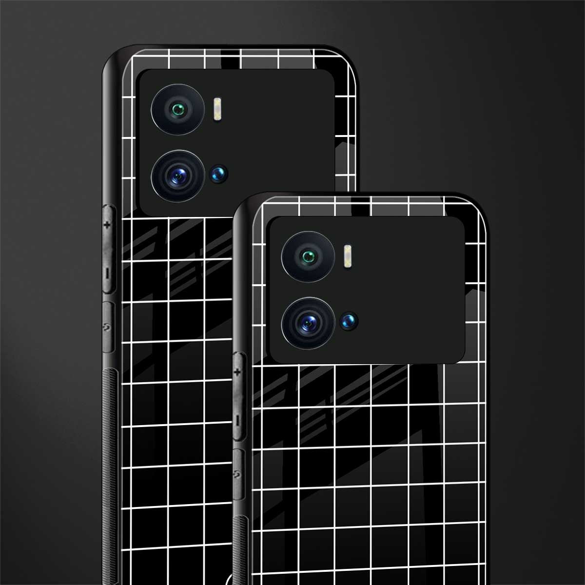 classic grid dark edition back phone cover | glass case for iQOO 9 Pro