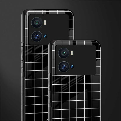classic grid dark edition back phone cover | glass case for iQOO 9 Pro