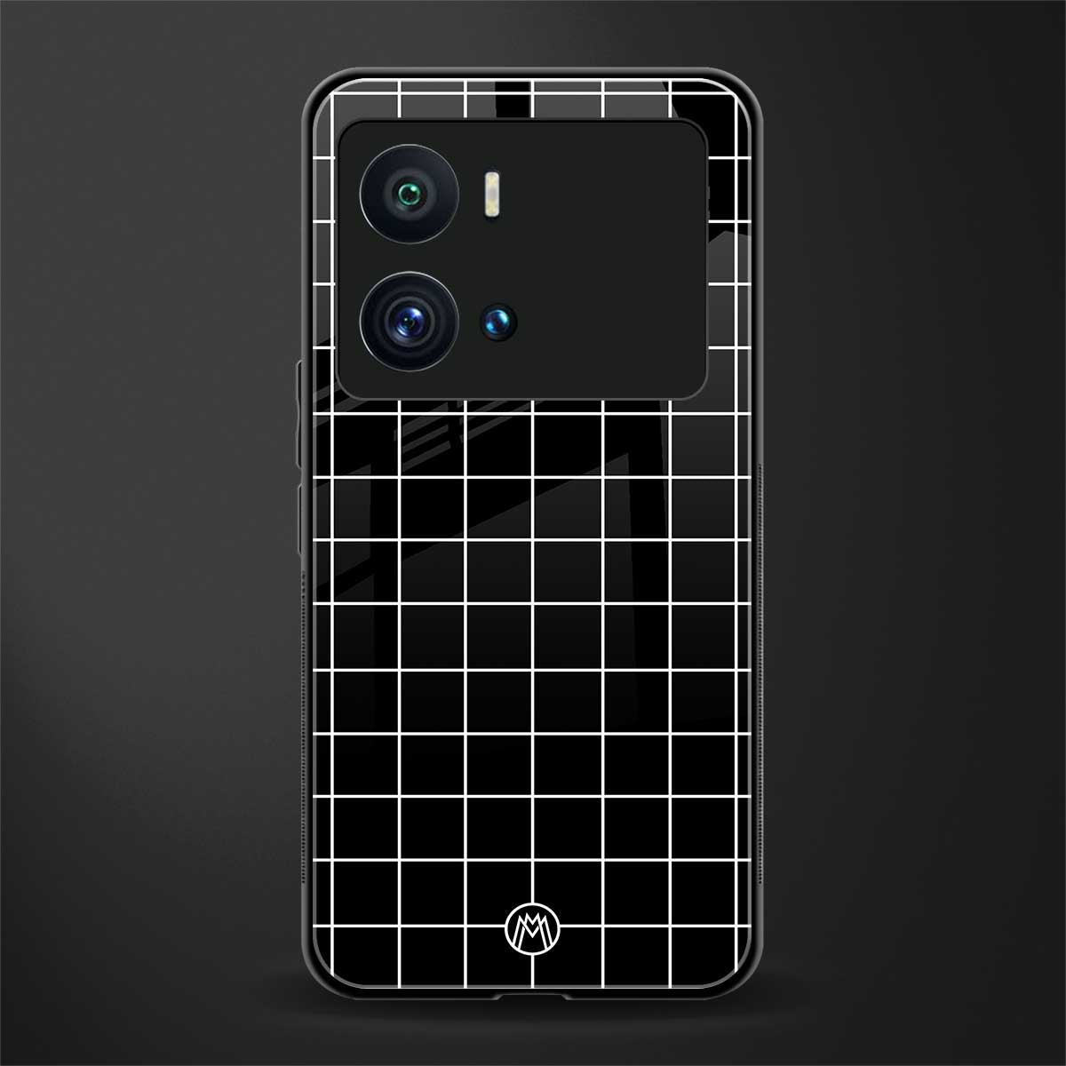 classic grid dark edition back phone cover | glass case for iQOO 9 Pro