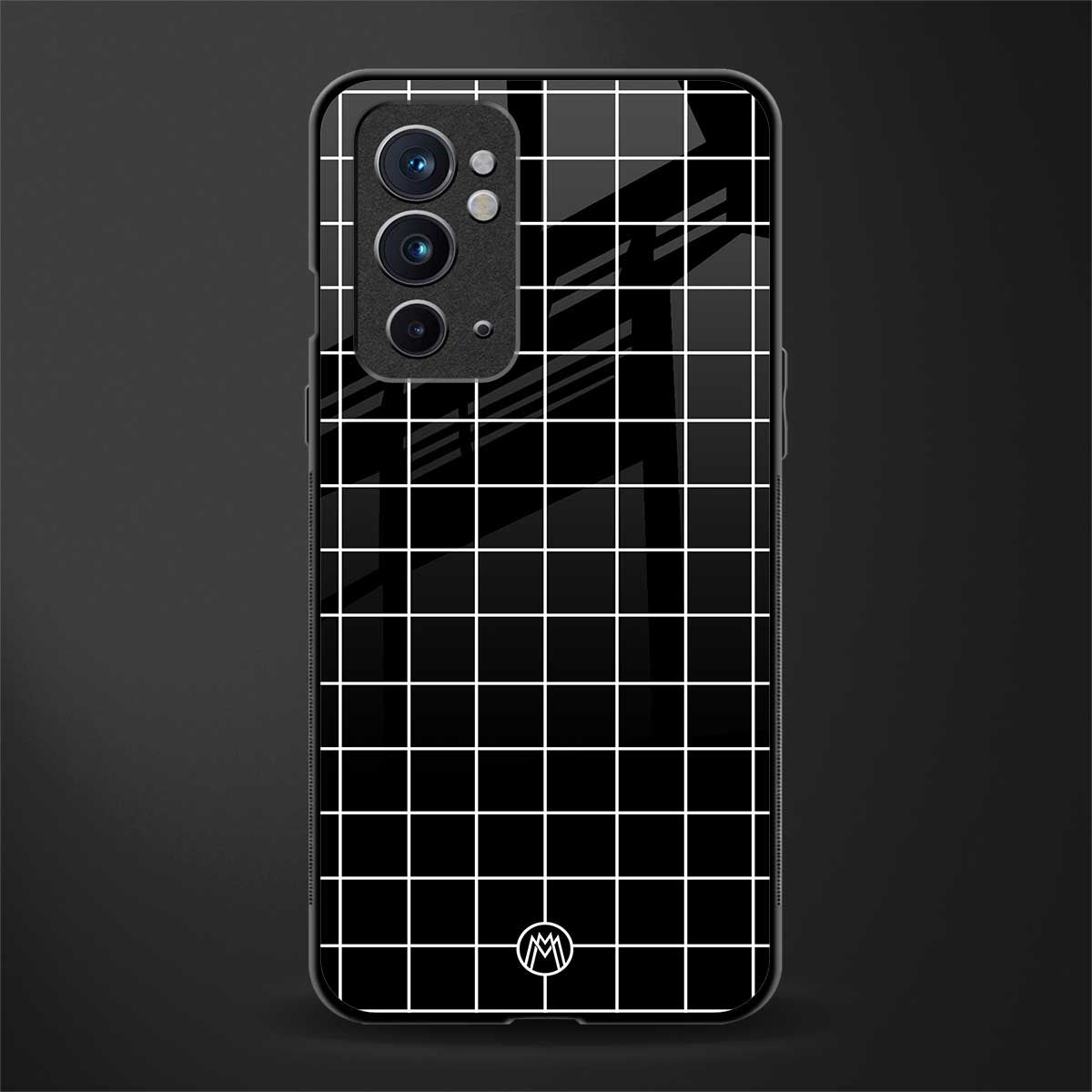 classic grid dark edition glass case for oneplus 9rt image