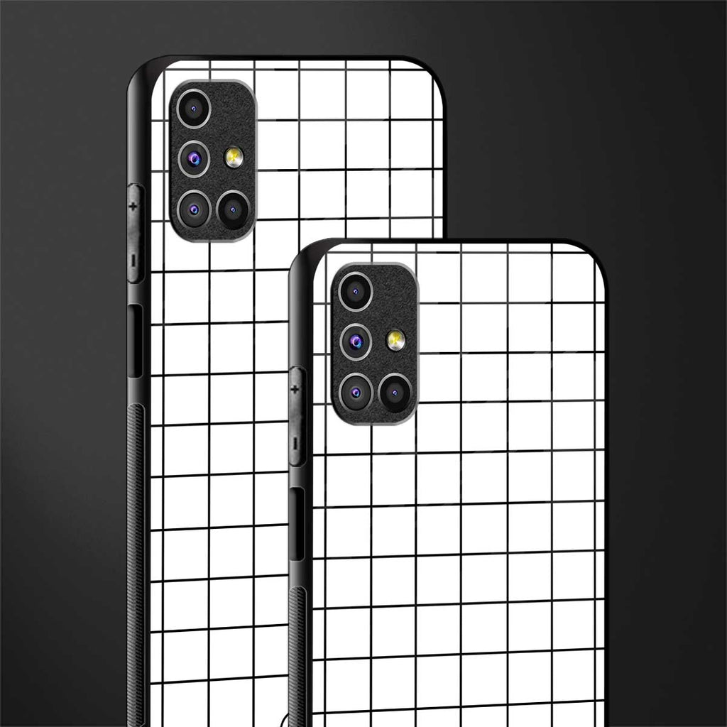classic grid light edition glass case for samsung galaxy m51 image-2