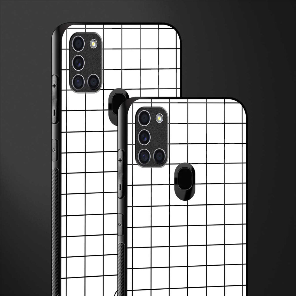 classic grid light edition glass case for samsung galaxy a21s image-2