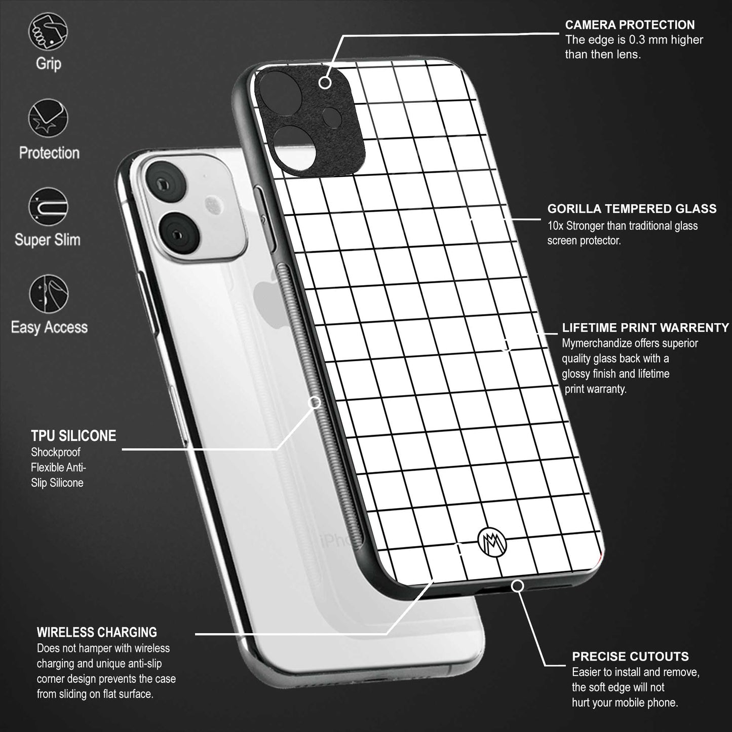 classic grid light edition glass case for vivo s1 image-4