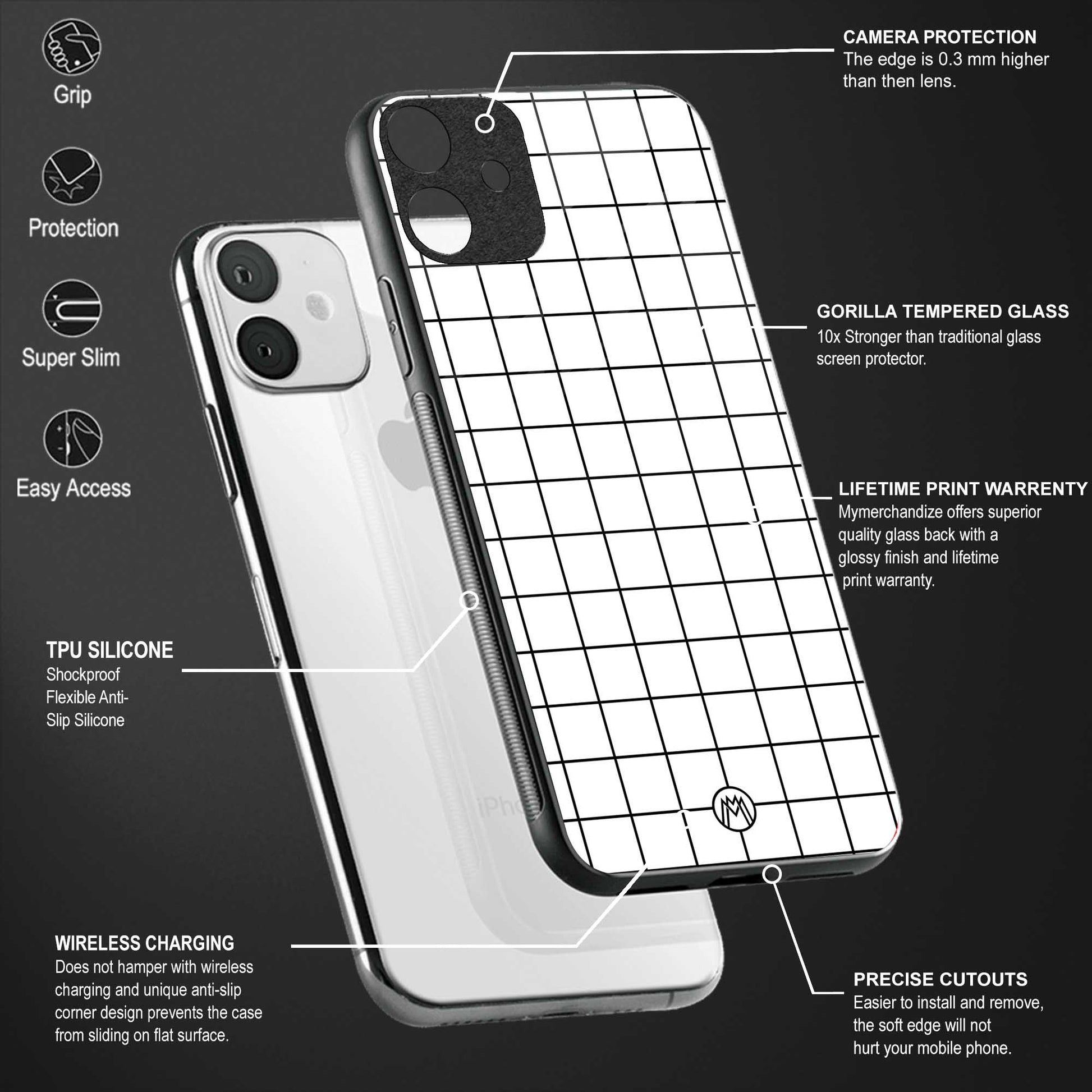 classic grid light edition glass case for poco x3 pro image-4