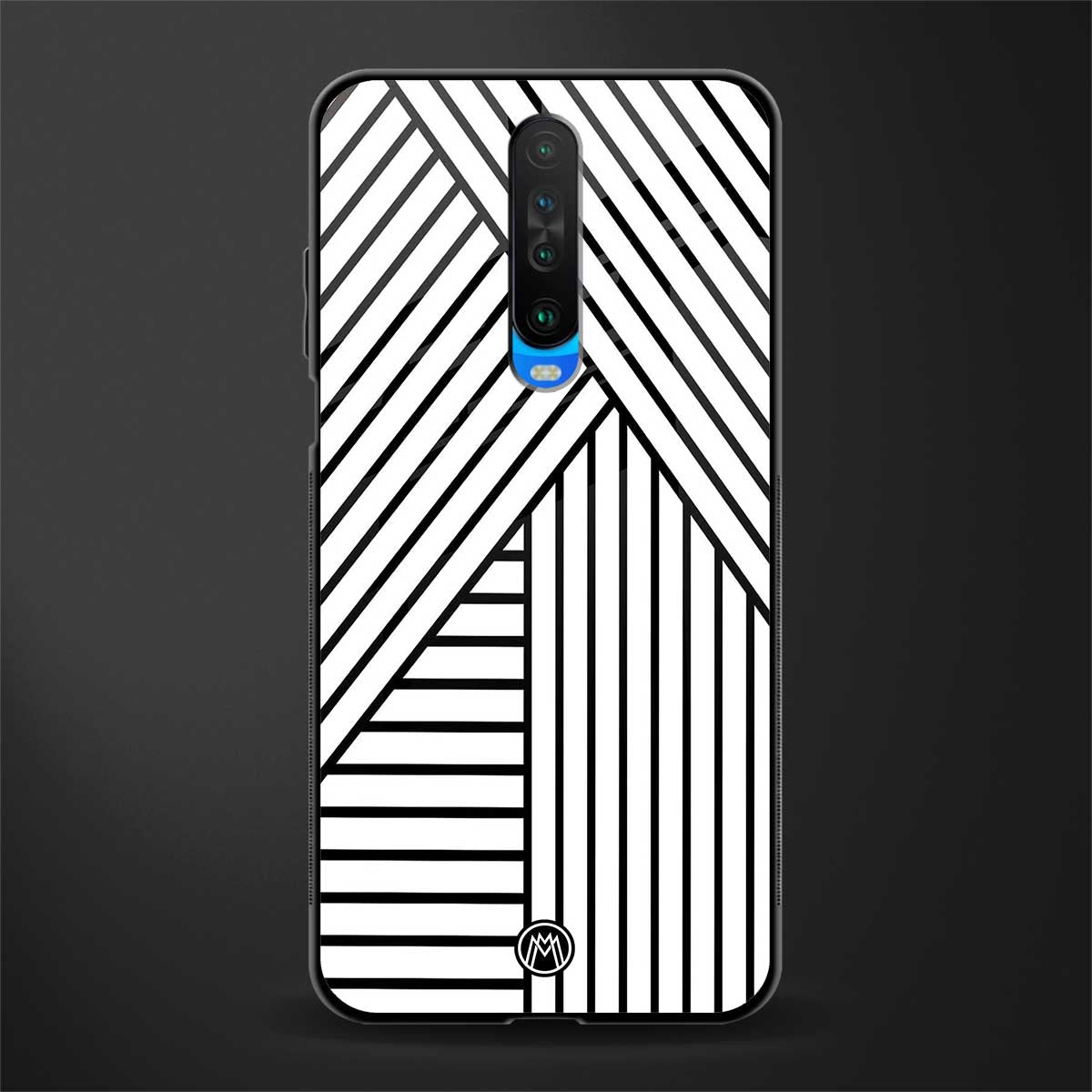 classic white black patten glass case for poco x2 image