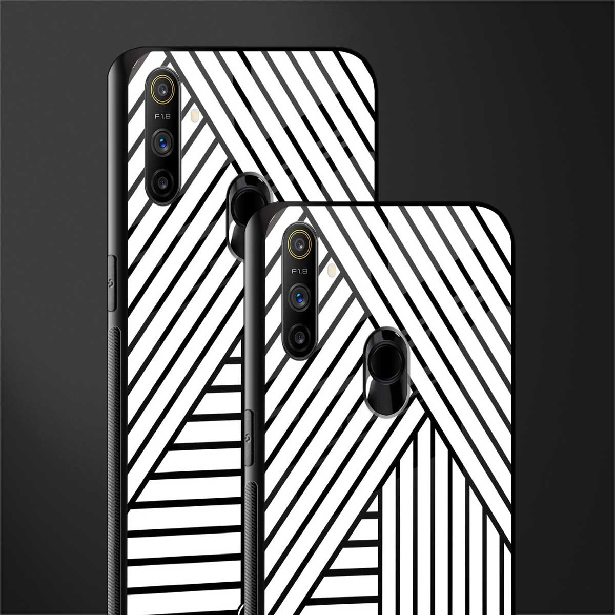 classic white black patten glass case for realme narzo 20a image-2