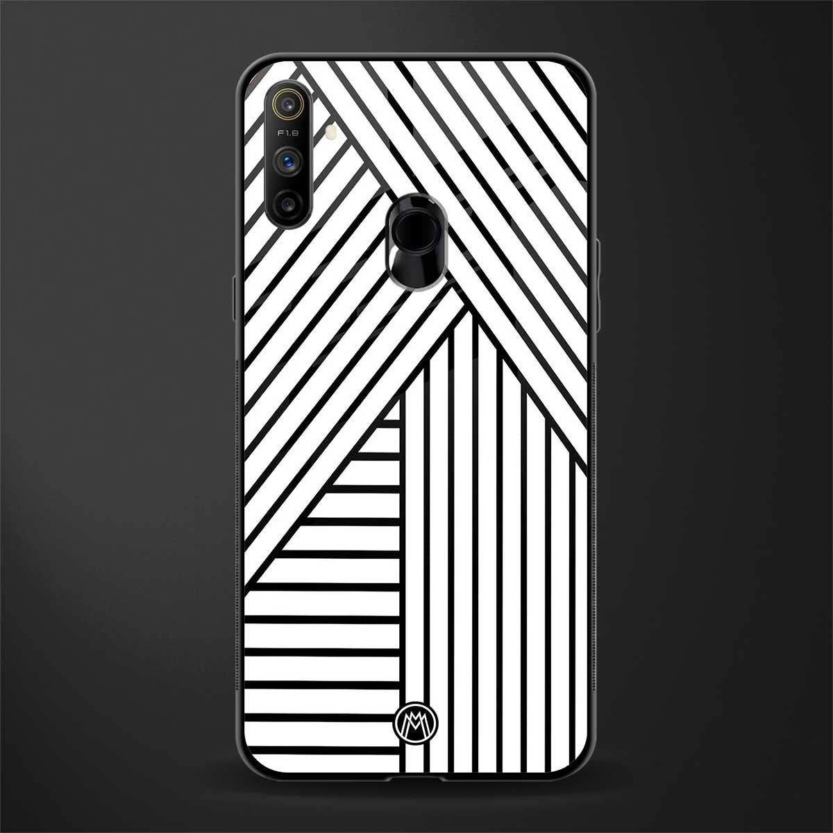 classic white black patten glass case for realme narzo 10a image
