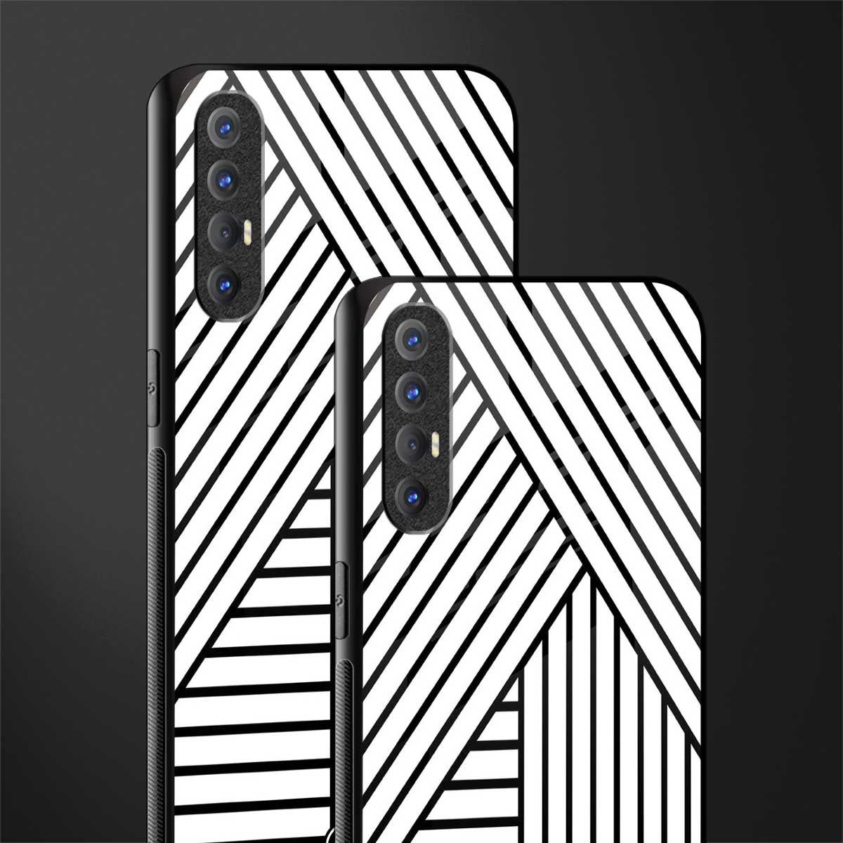classic white black patten glass case for oppo reno 3 pro image-2