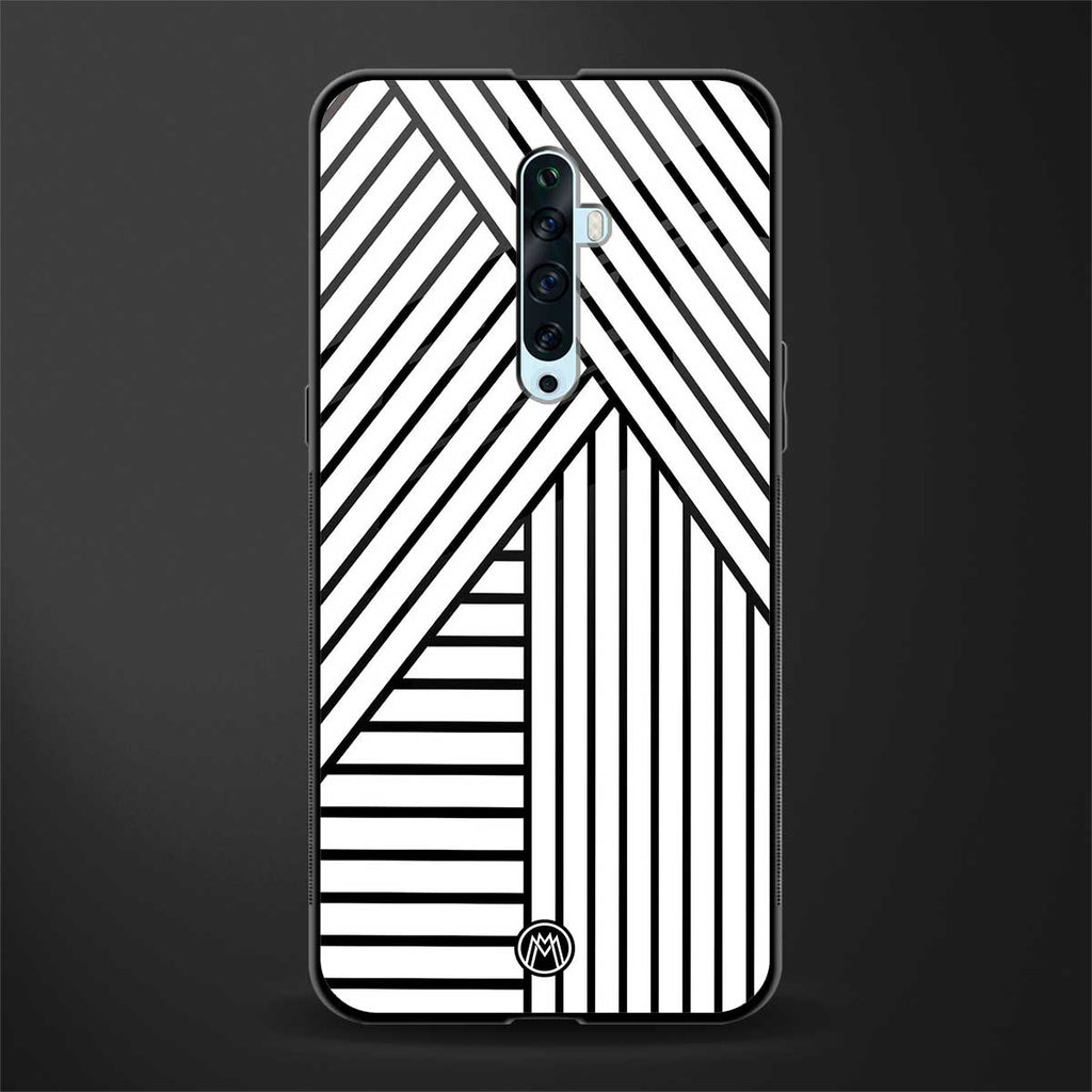 classic white black patten glass case for oppo reno 2f image