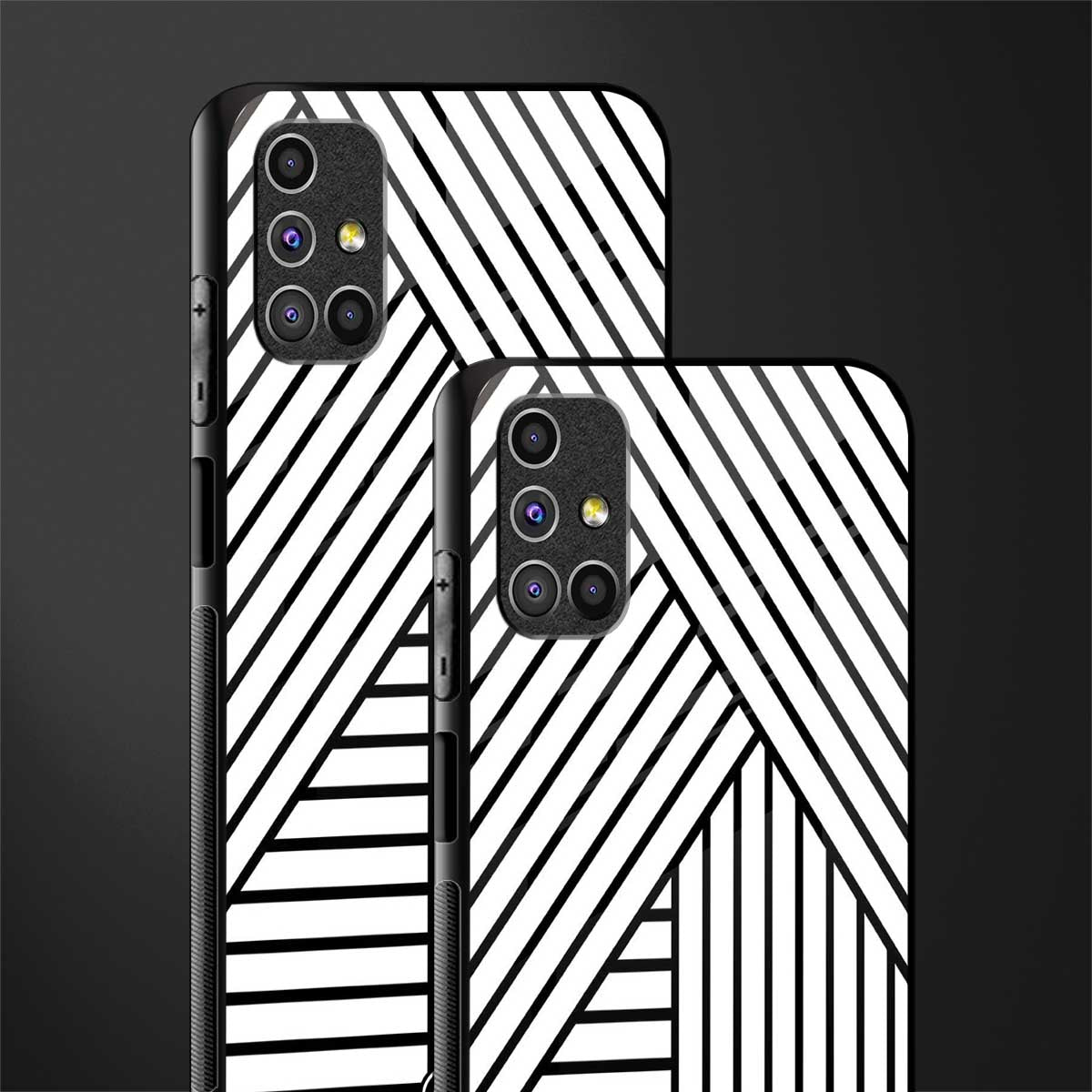 classic white black patten glass case for samsung galaxy m51 image-2