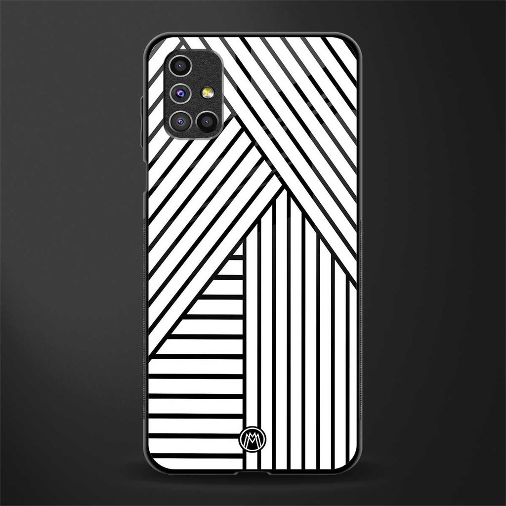 classic white black patten glass case for samsung galaxy m51 image