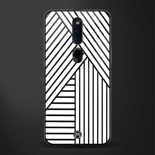 classic white black patten glass case for oppo f11 pro image